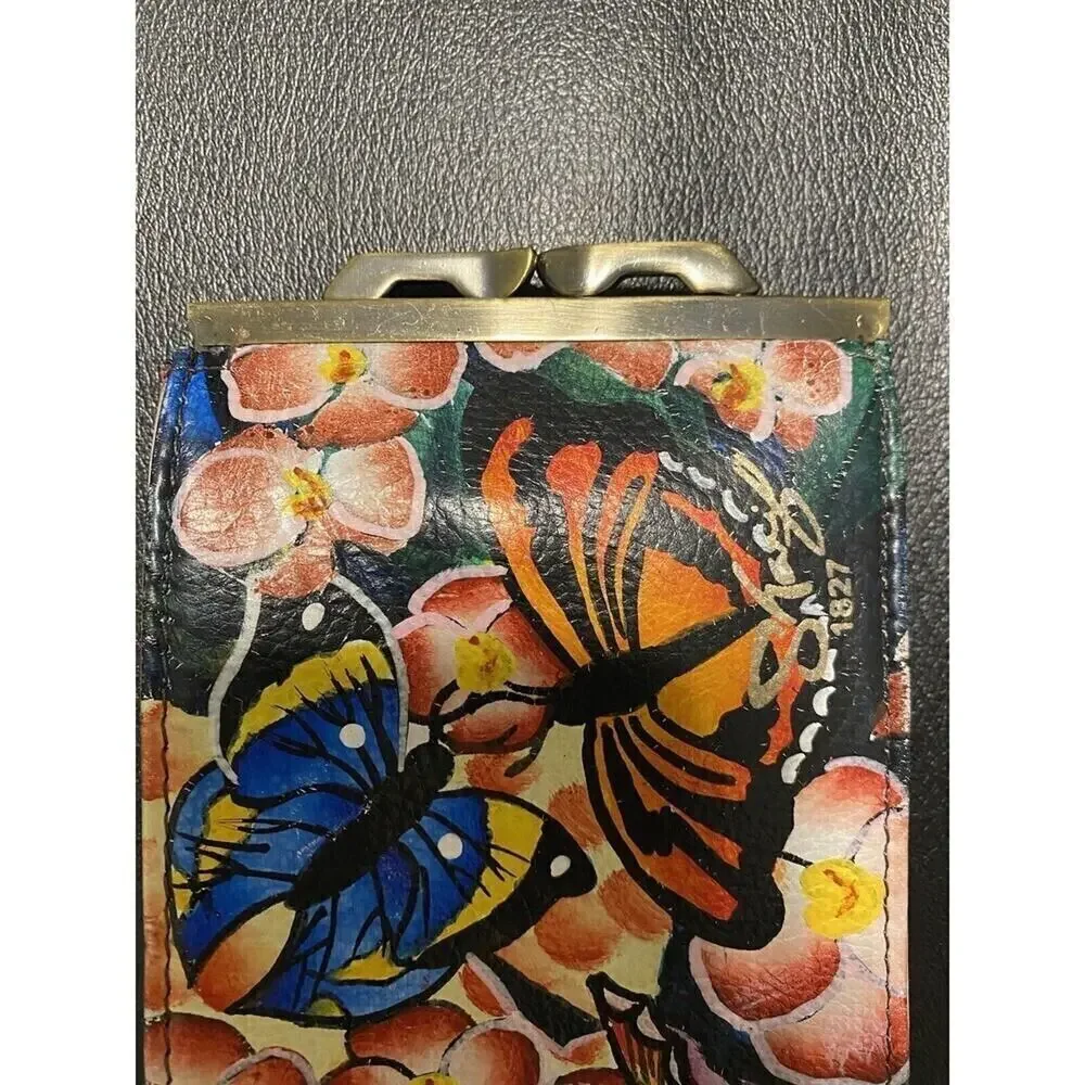 Sharif Butterfly Flower Phone Case Hand Painted Artistic Expressions Leather